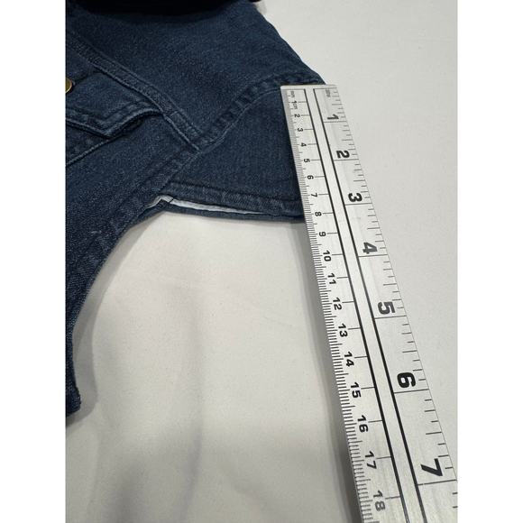 NEW Chouyatou Cap Sleeve Bodycon 1/2 Button Placket Mini Denim Pencil Dress M - Picture 10 of 13